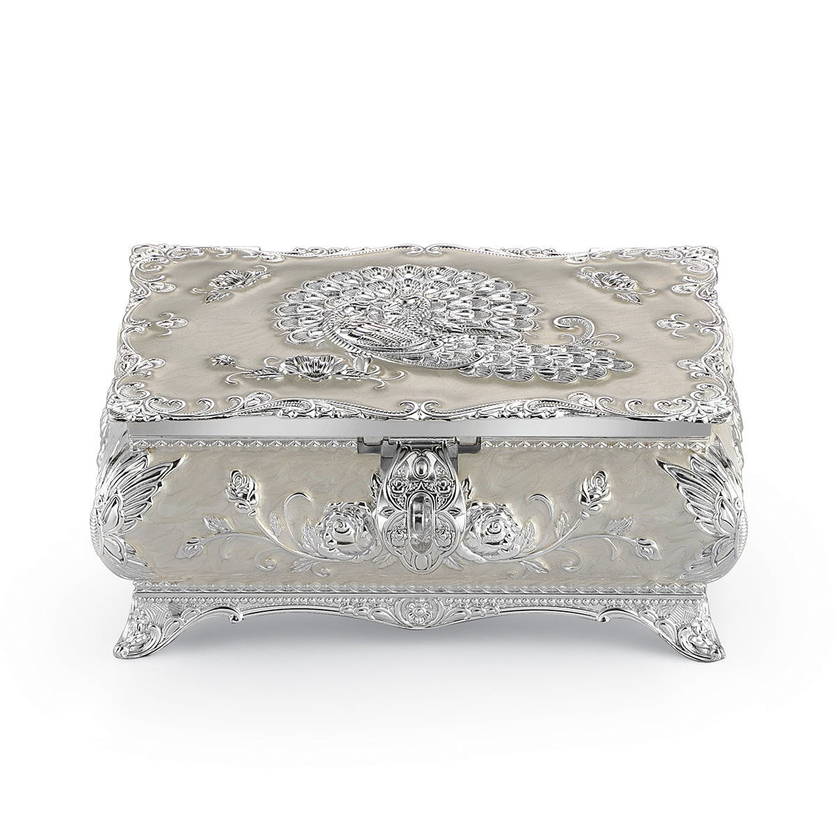 Peacock enamel jeweller box Large - MOP