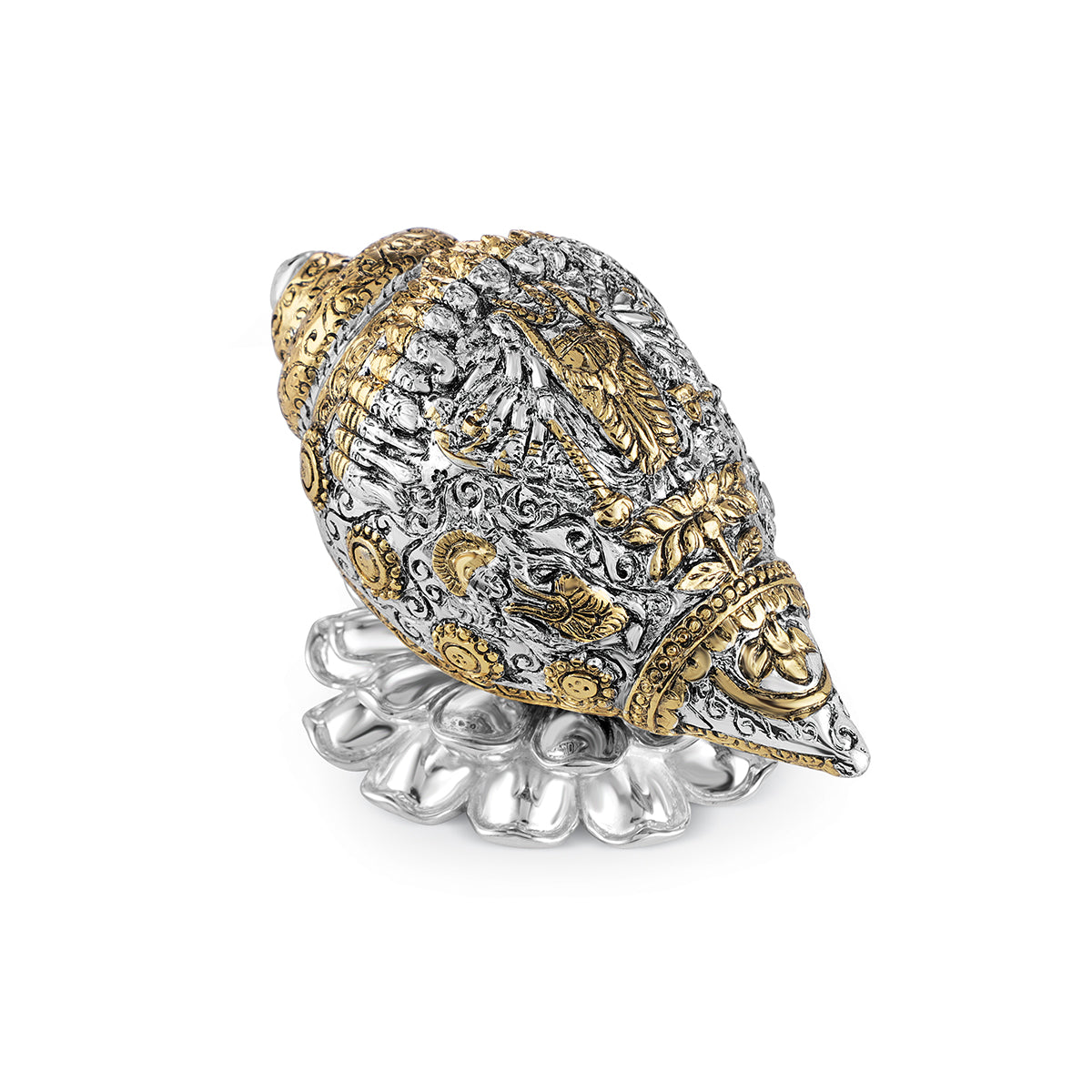 Shankh with Base Small- Dual Tone