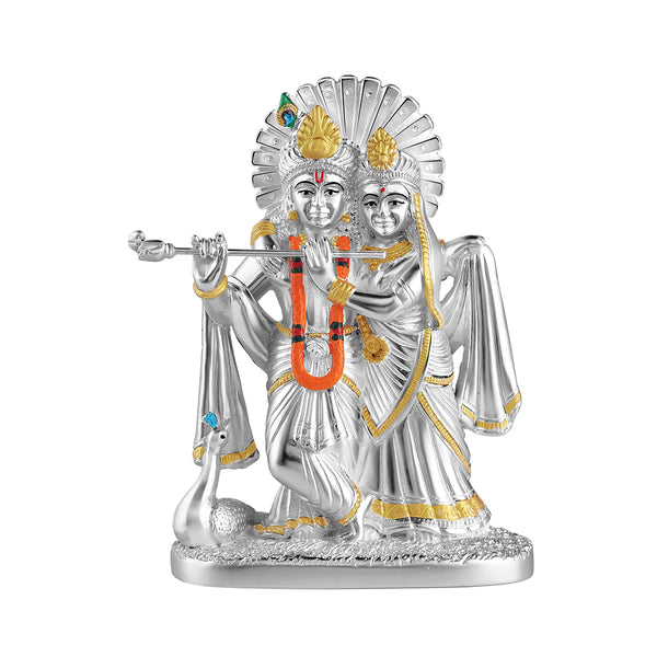 God Idols Radha Krishna Small  -  Silver
