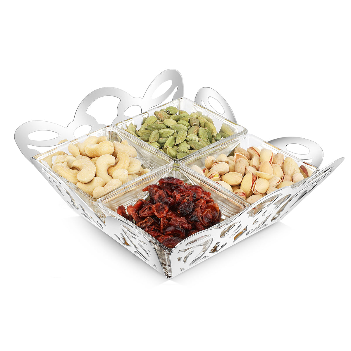Designer Dry Fruit Platter Silver