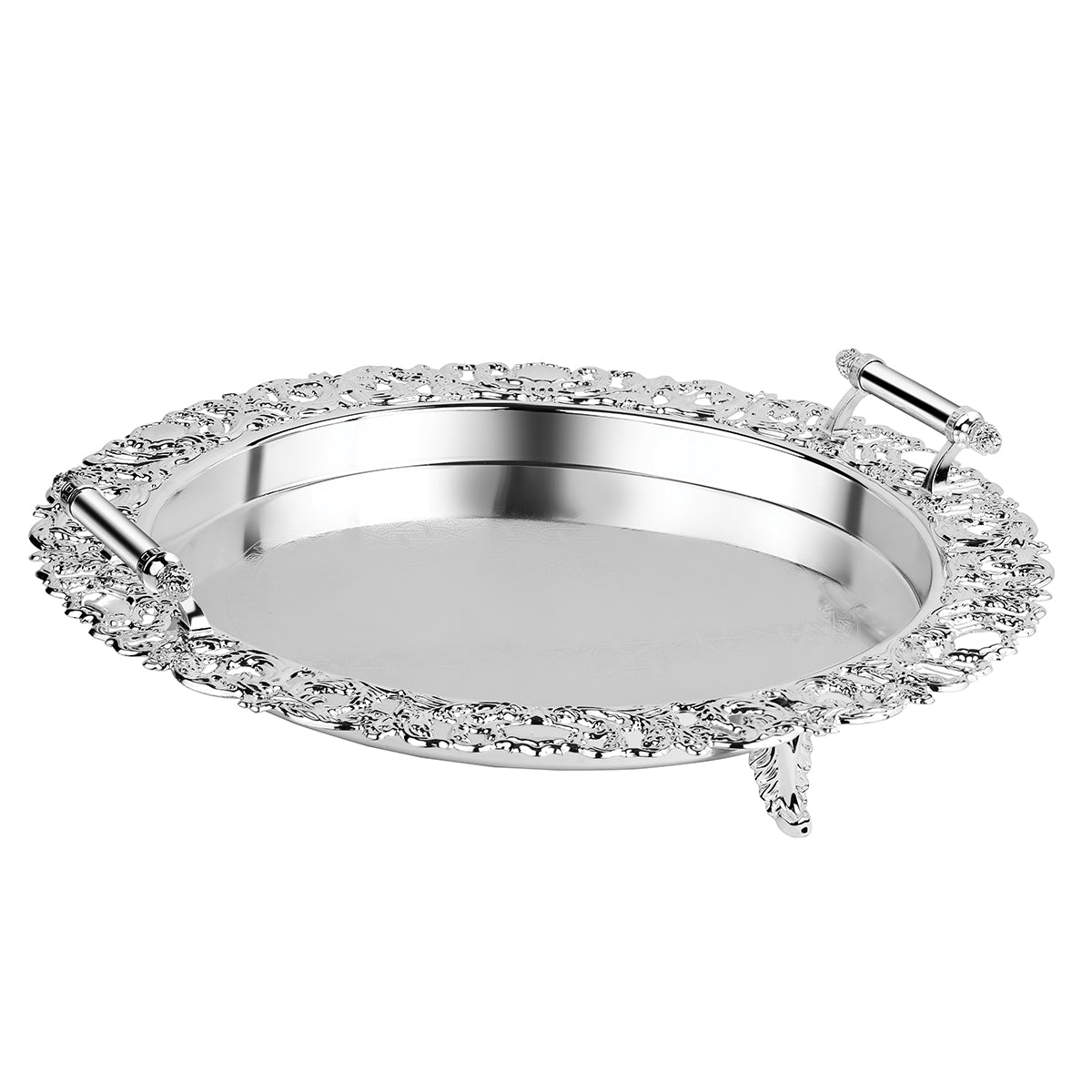 Big Thal with handle Flower Design- Silver