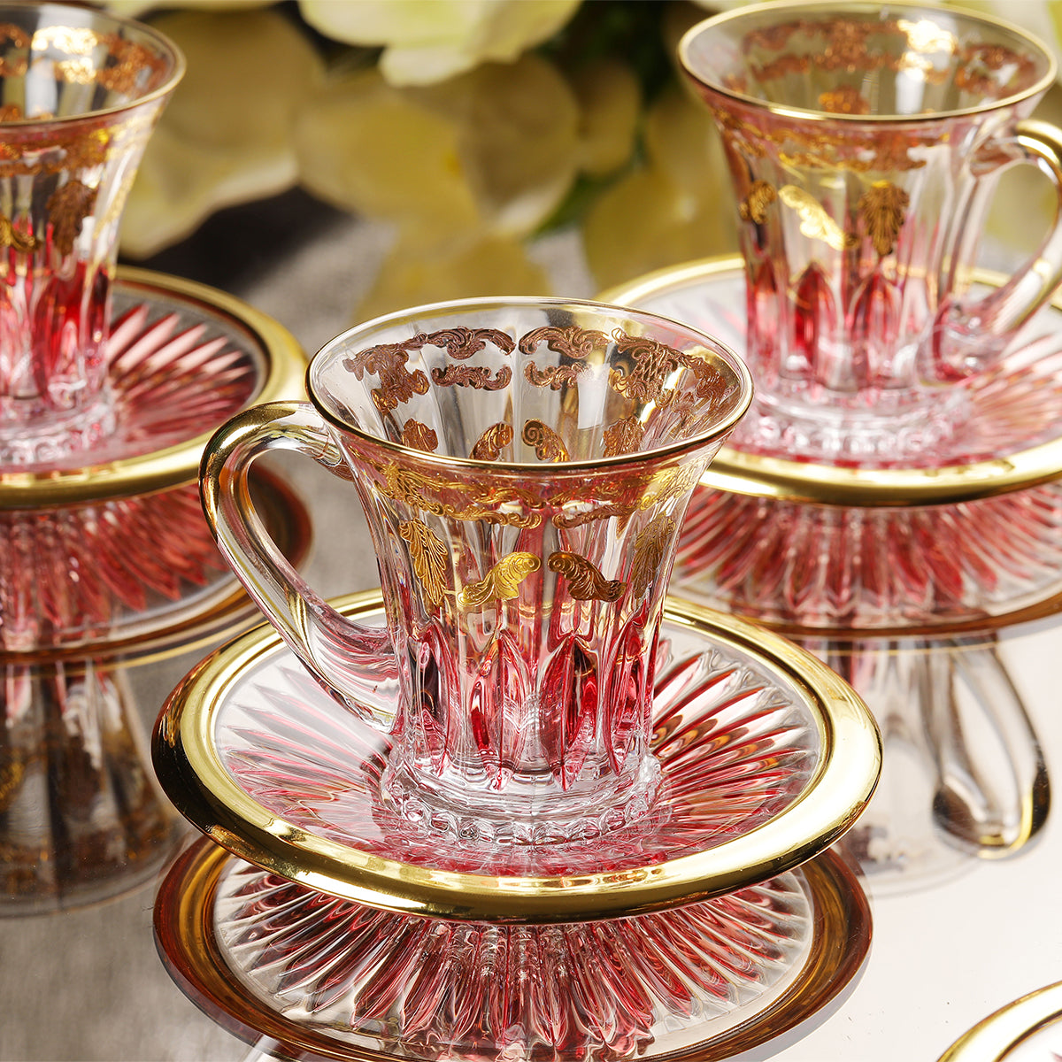 Set of 6 pcs Tea cup+Saucers