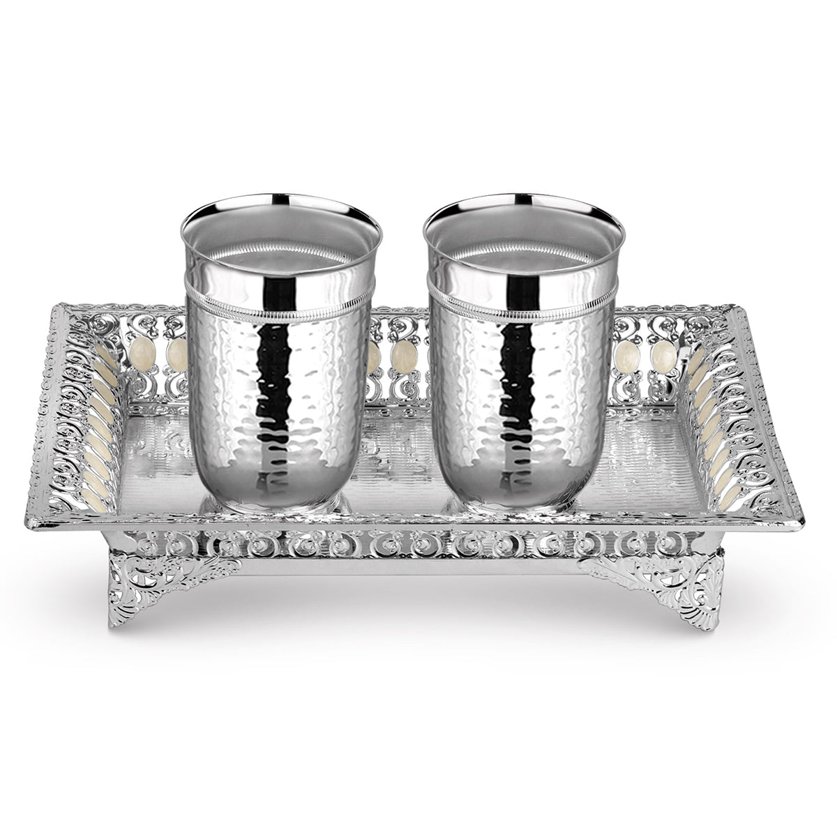Tray with 2 Hammered Glasses