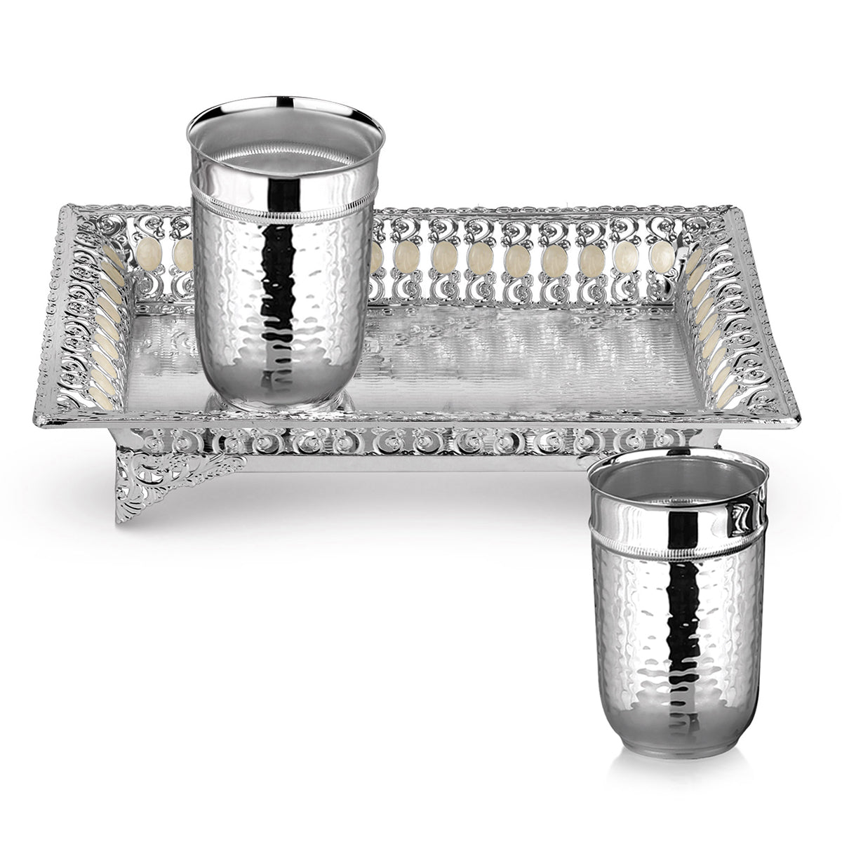 Tray with 2 Hammered Glasses