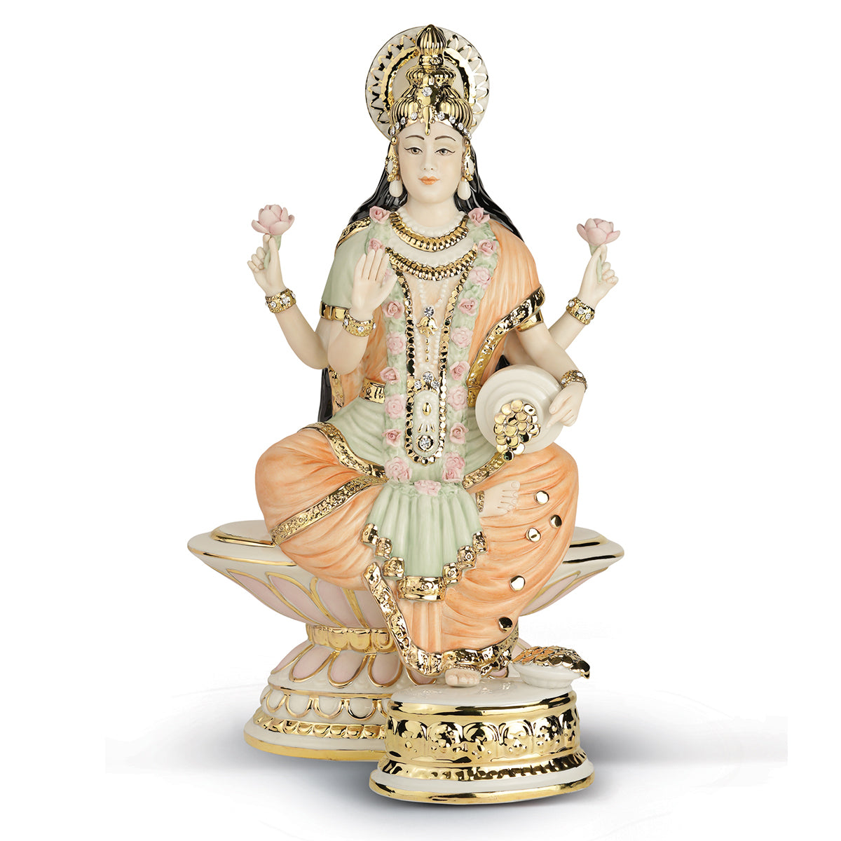 Laxmi ji Porc. Golden Finishing- Colored