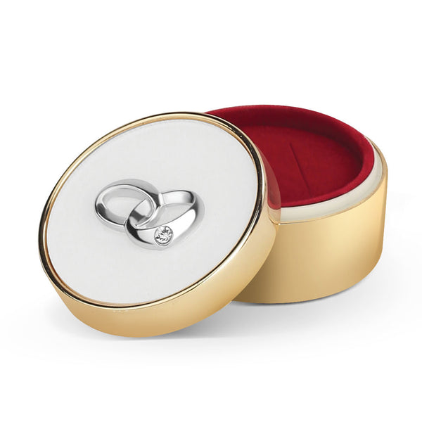 Round Shape Ring Box Gold Color Look Finish w/ Lacquer