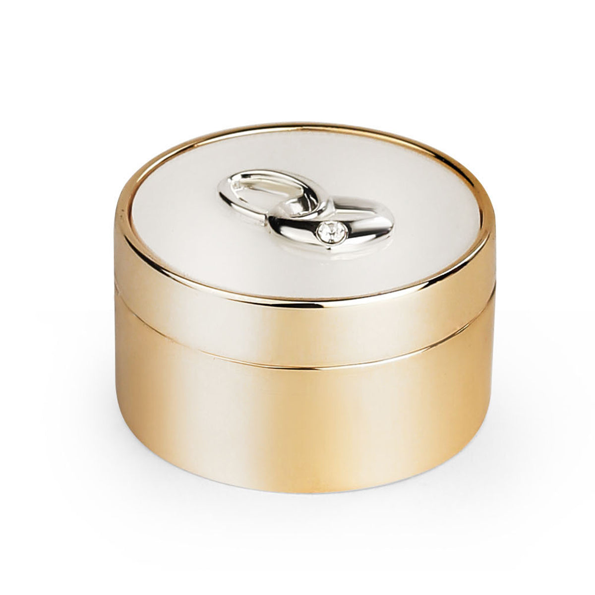 Round Shape Ring Box Gold Color Look Finish w/ Lacquer
