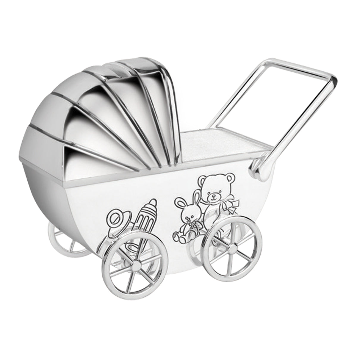 Baby Pram Money Bank- Silver