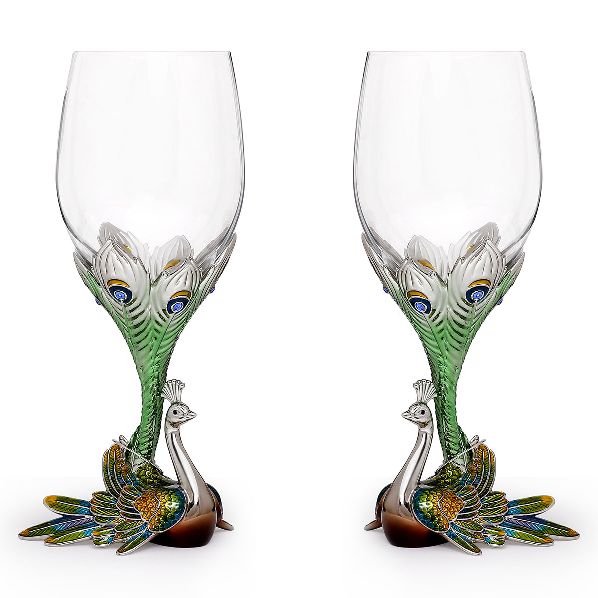 Peacock glass (set of 2)- Colored
