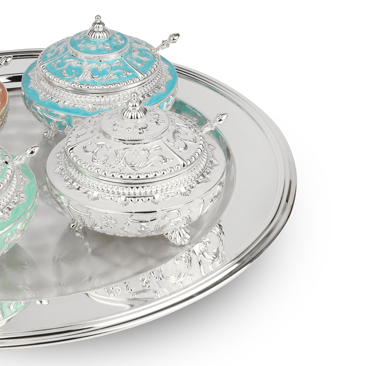 Round Tray with 4 sugar pots