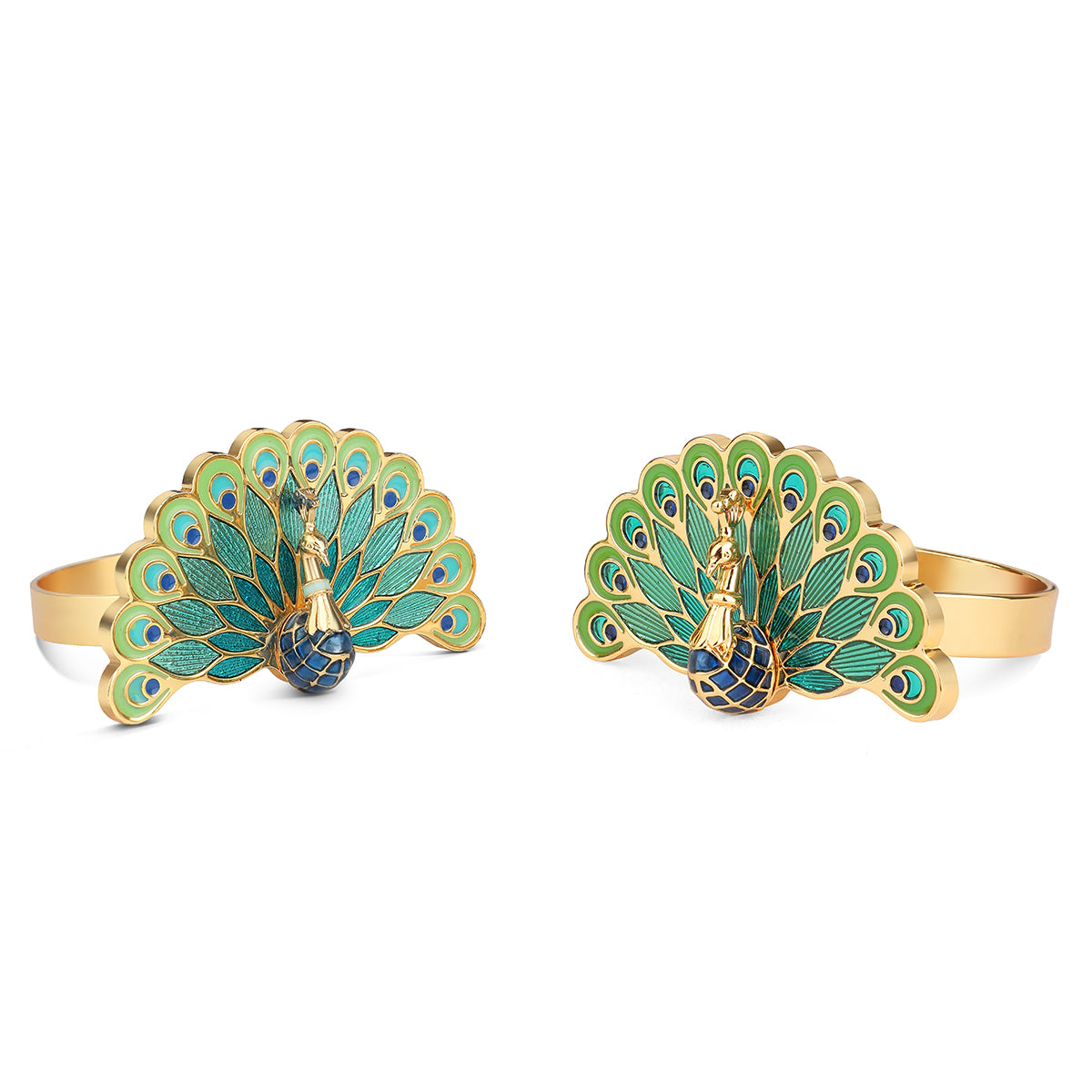 peacock napkin ring holder set of 2