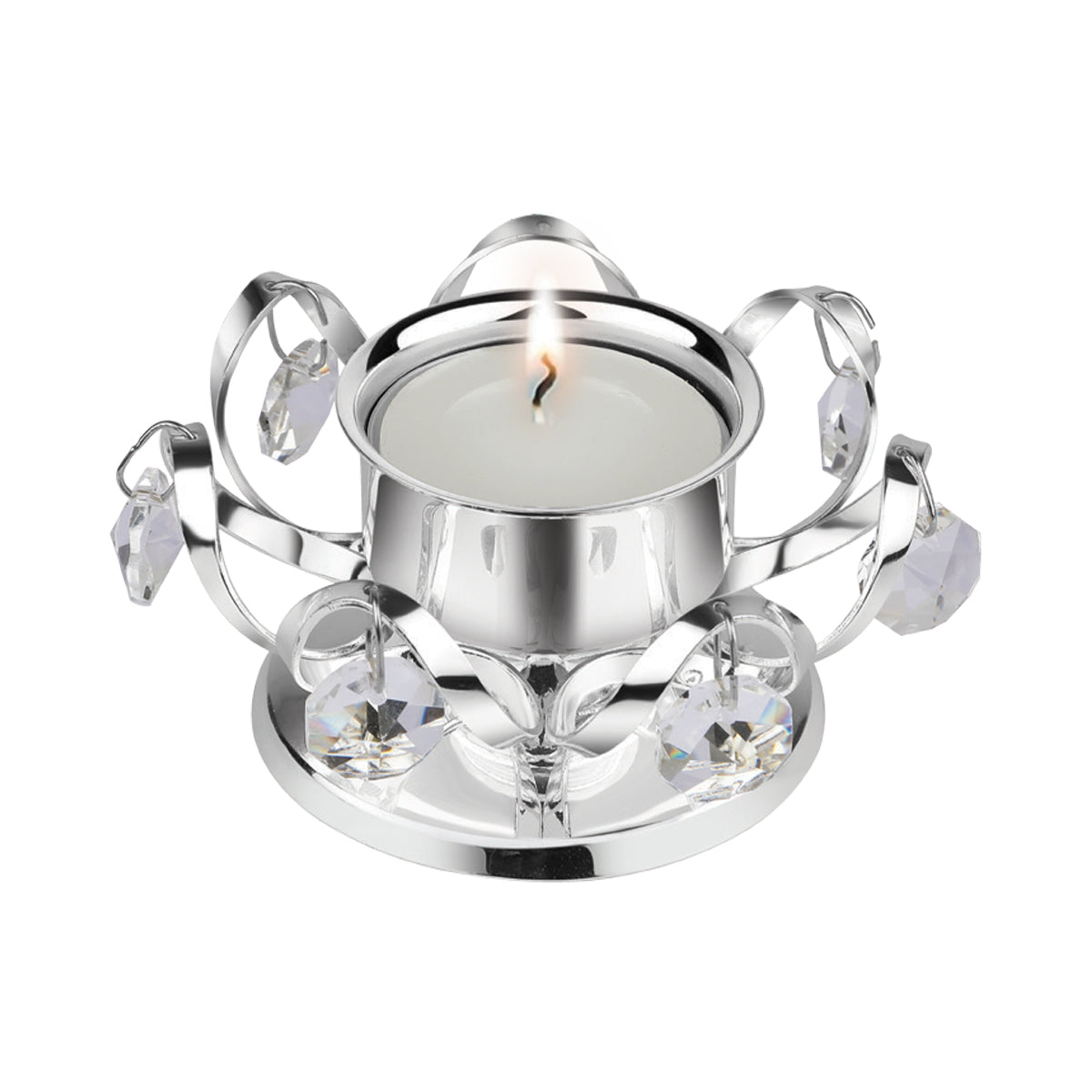 Tea Light With Crystals & Leafs