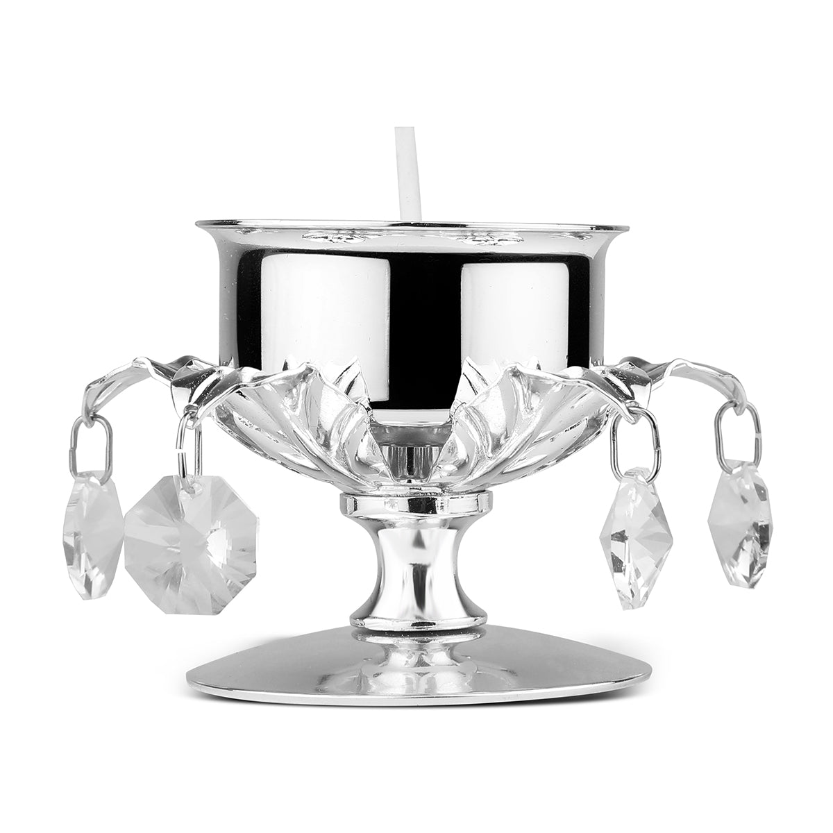 Tea Light with Crystals and Leaf