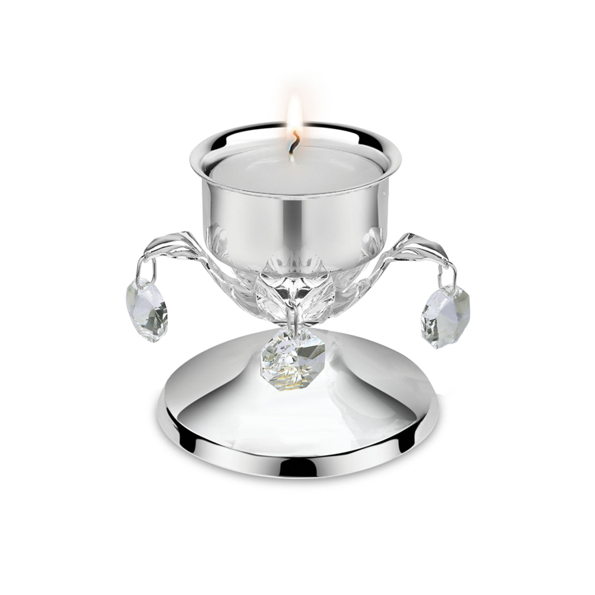 Tea Light With Crystals and Leafs