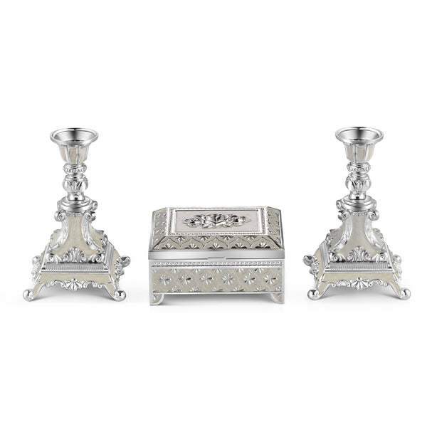Set of 2 Candle stand + jewellery box - MOP