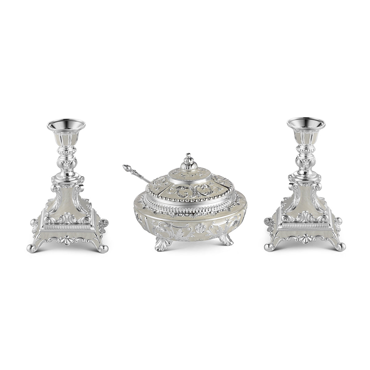 Set of 2 Candle Stand + Sugar Pot - MOP