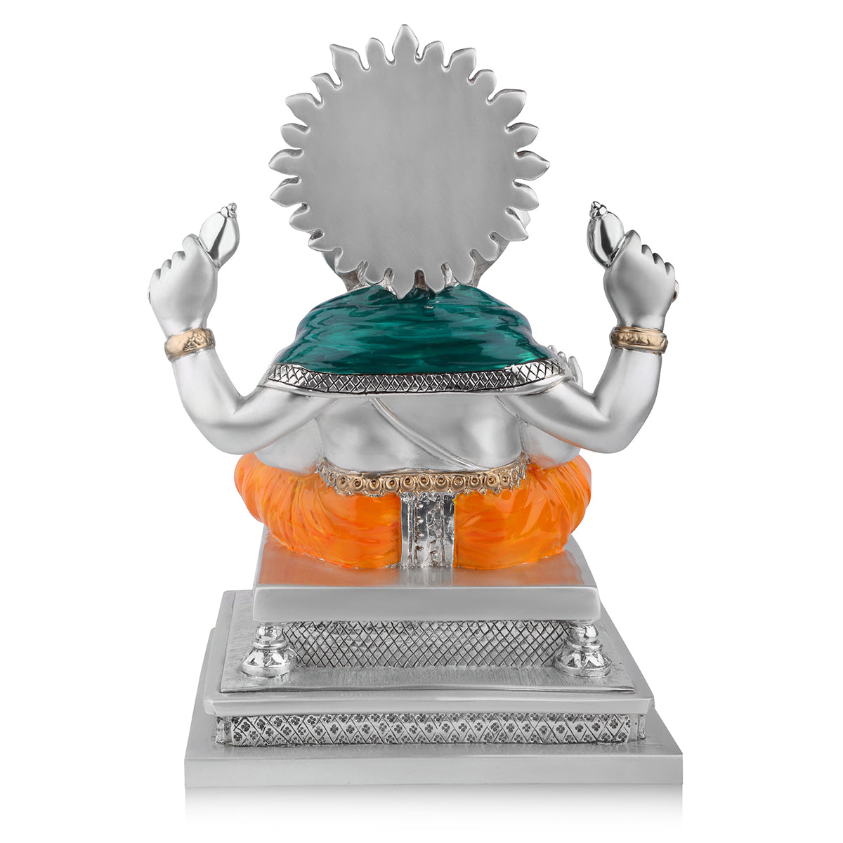 New Big Ganesha on chowki (h-29 cm)- Silver