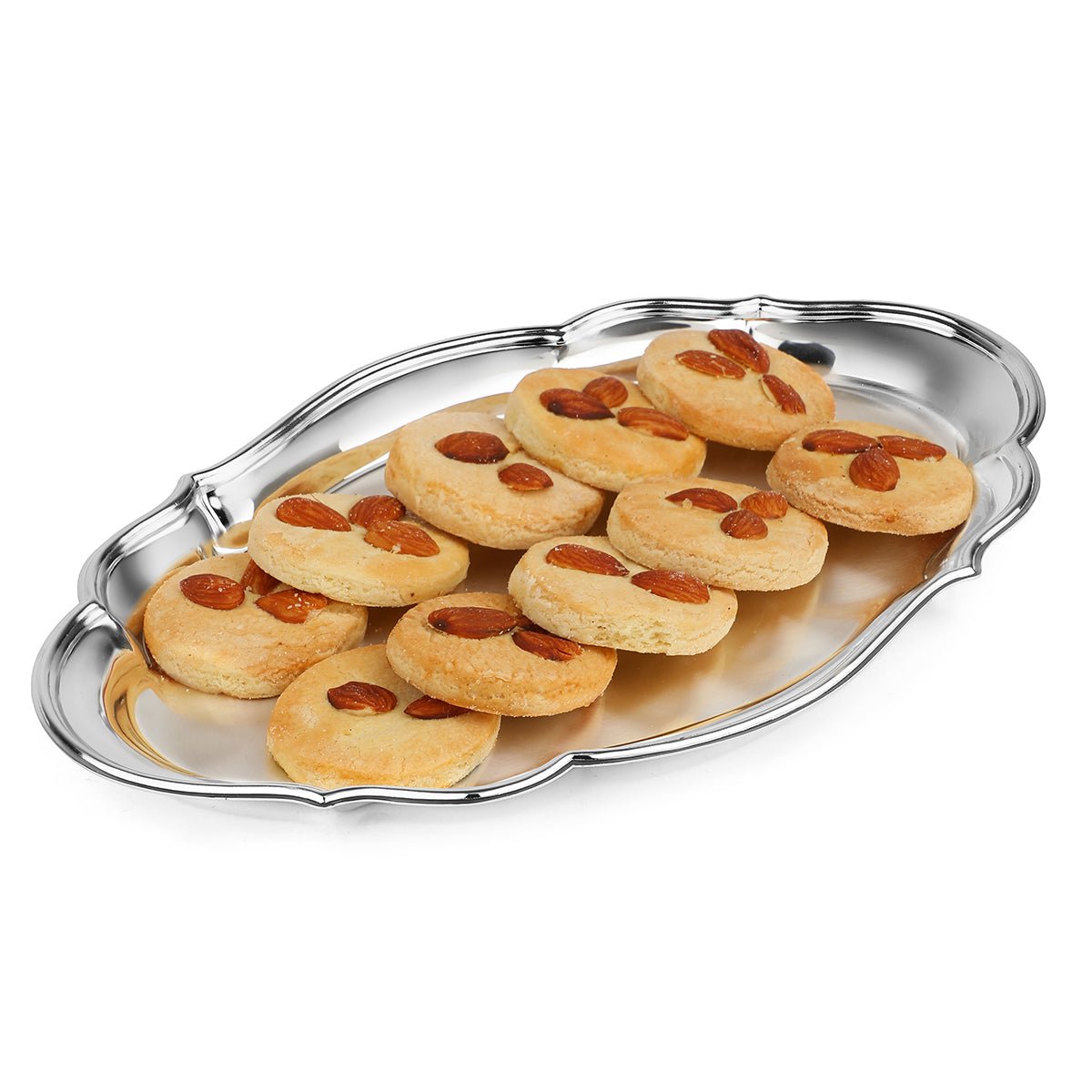 Oval Cutwork Design Tray (Silver)