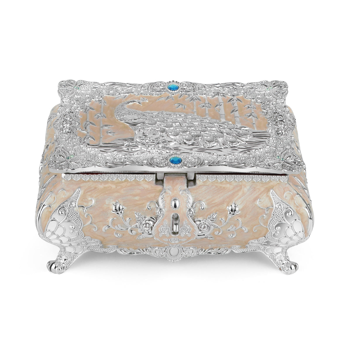 Peacock Enamel Box Small - Peach | Premium & Unique Jewelry Box | Decoration Gift Box | Momentz