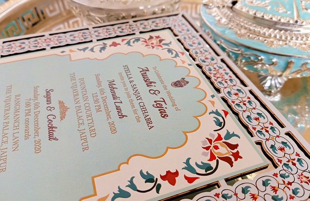 Elegant Royal Invitation Box with Ornate Silver & Enamel Jars