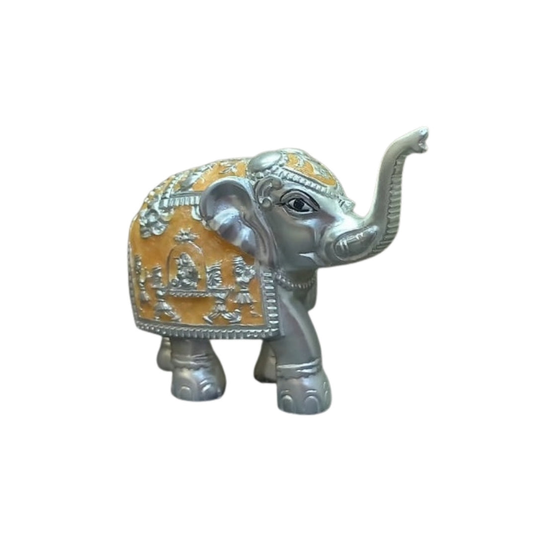 Silver Peach Meena Elephant Small 3 inch / 8 cm
