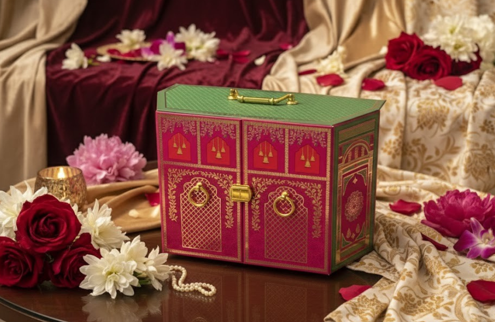 Regal Rani Pink & Green Heritage Trunk Box