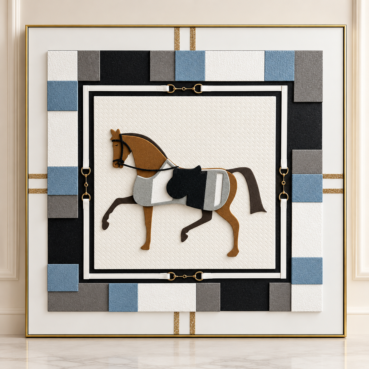 Chestnut Patchwork equestrian framed wall art