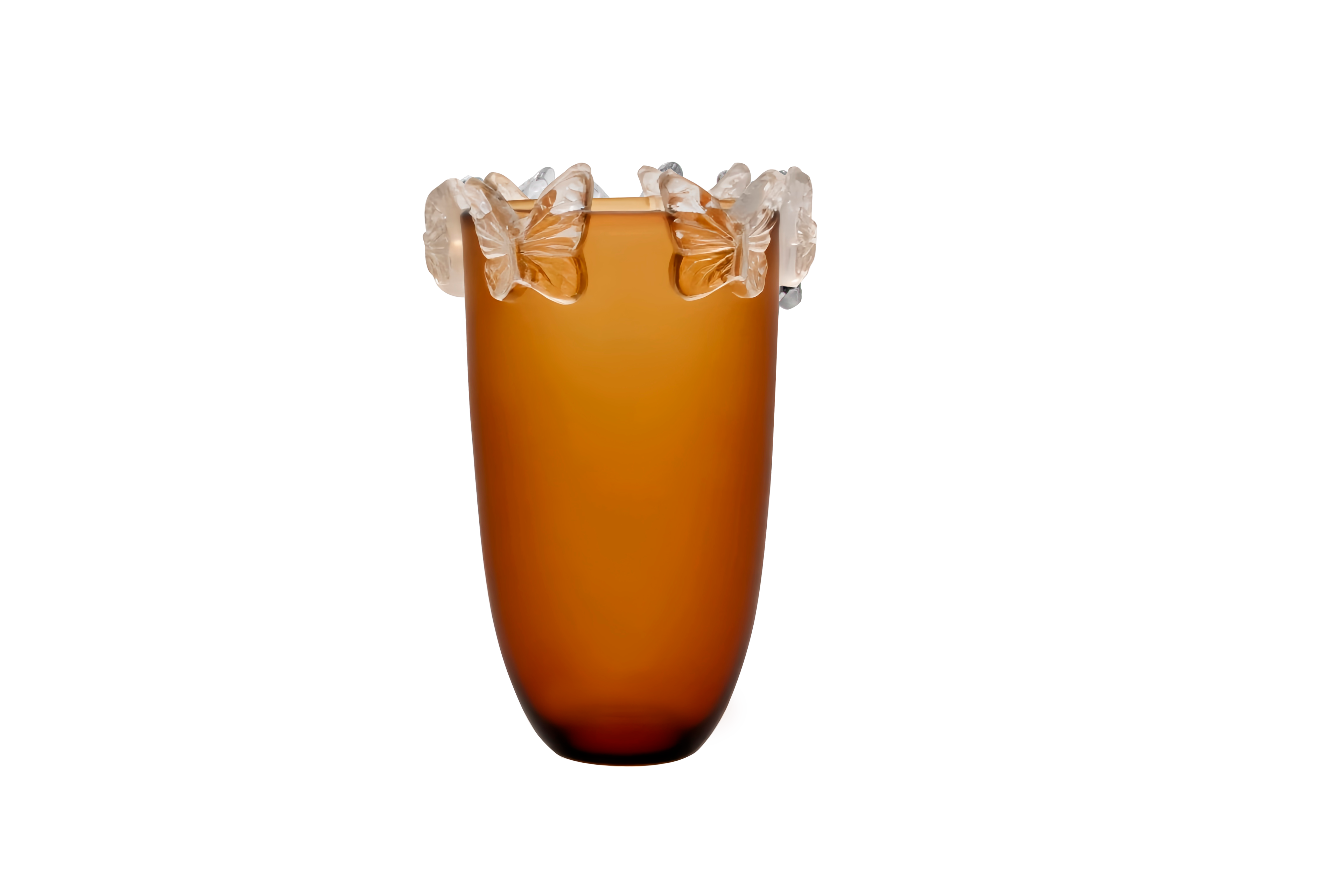 Crystal Butterfly Vase Frost Amber Large