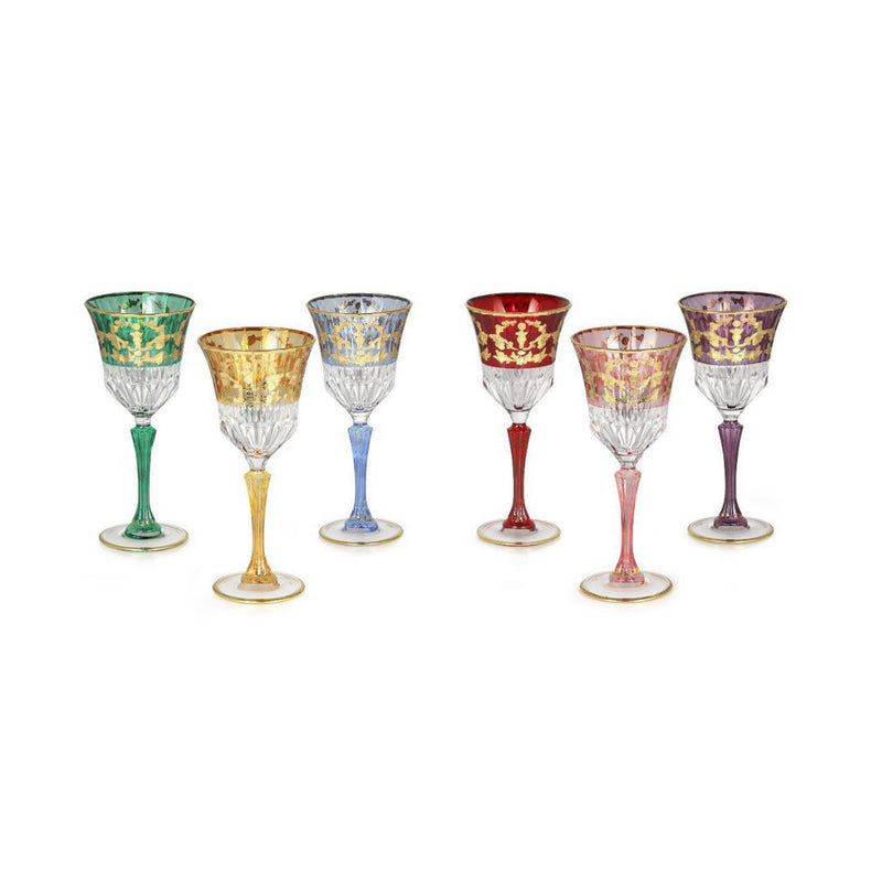 Luxe Multicolor Crystal Goblets Set of 6