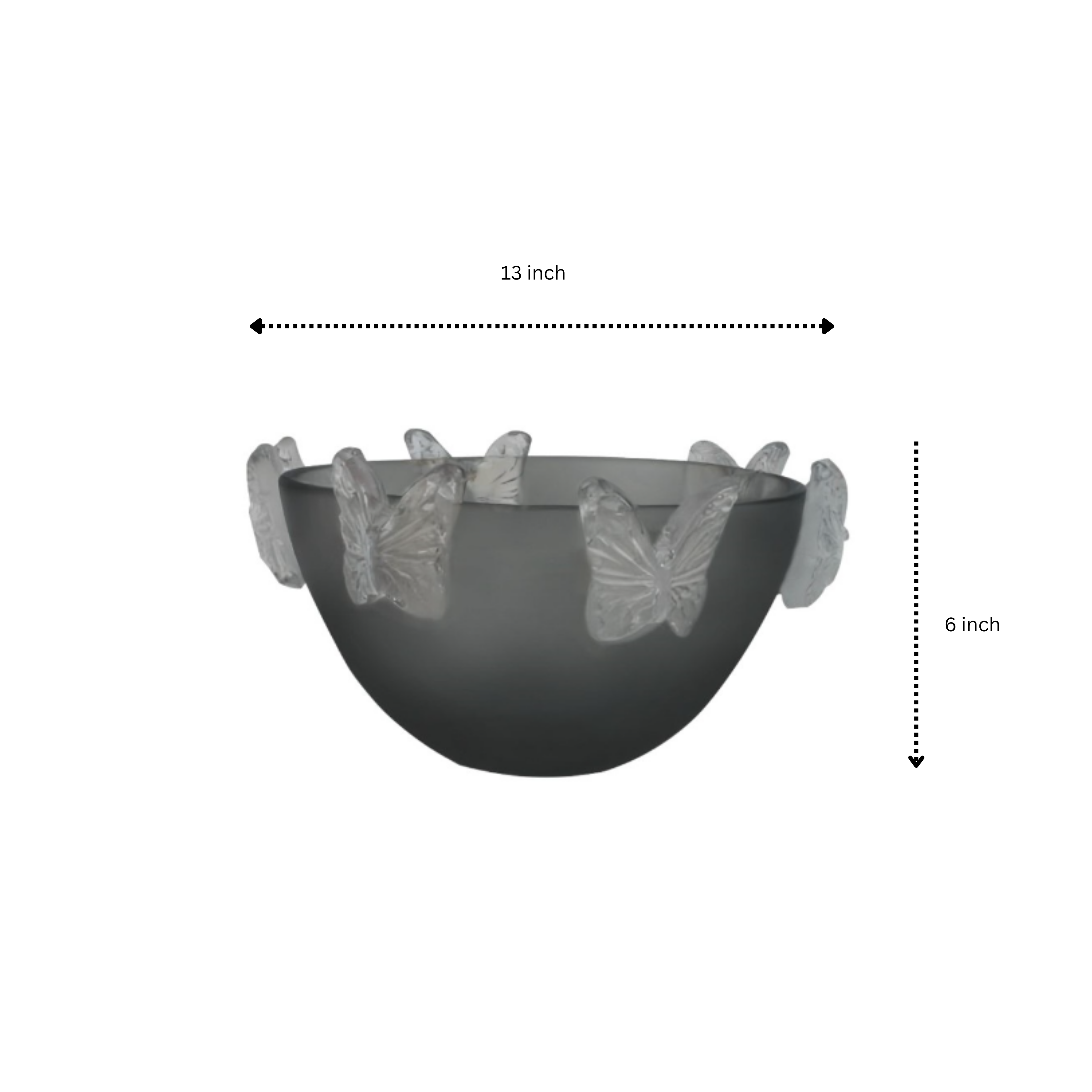 Crystal Butterfly Bowl Grey