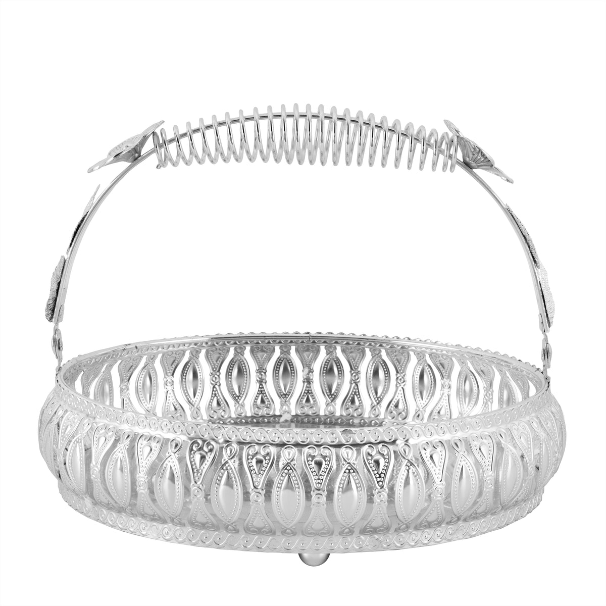 Rosalia Oval Handle Basket Silver