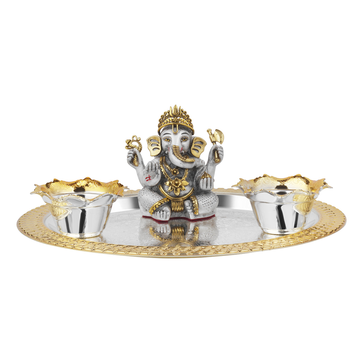 Mangalmurti Ganesha Puja Thali with 2 Curvy Katori