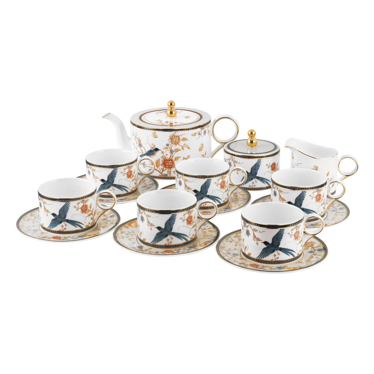 Blooming bluebird paradise 15pc tea set