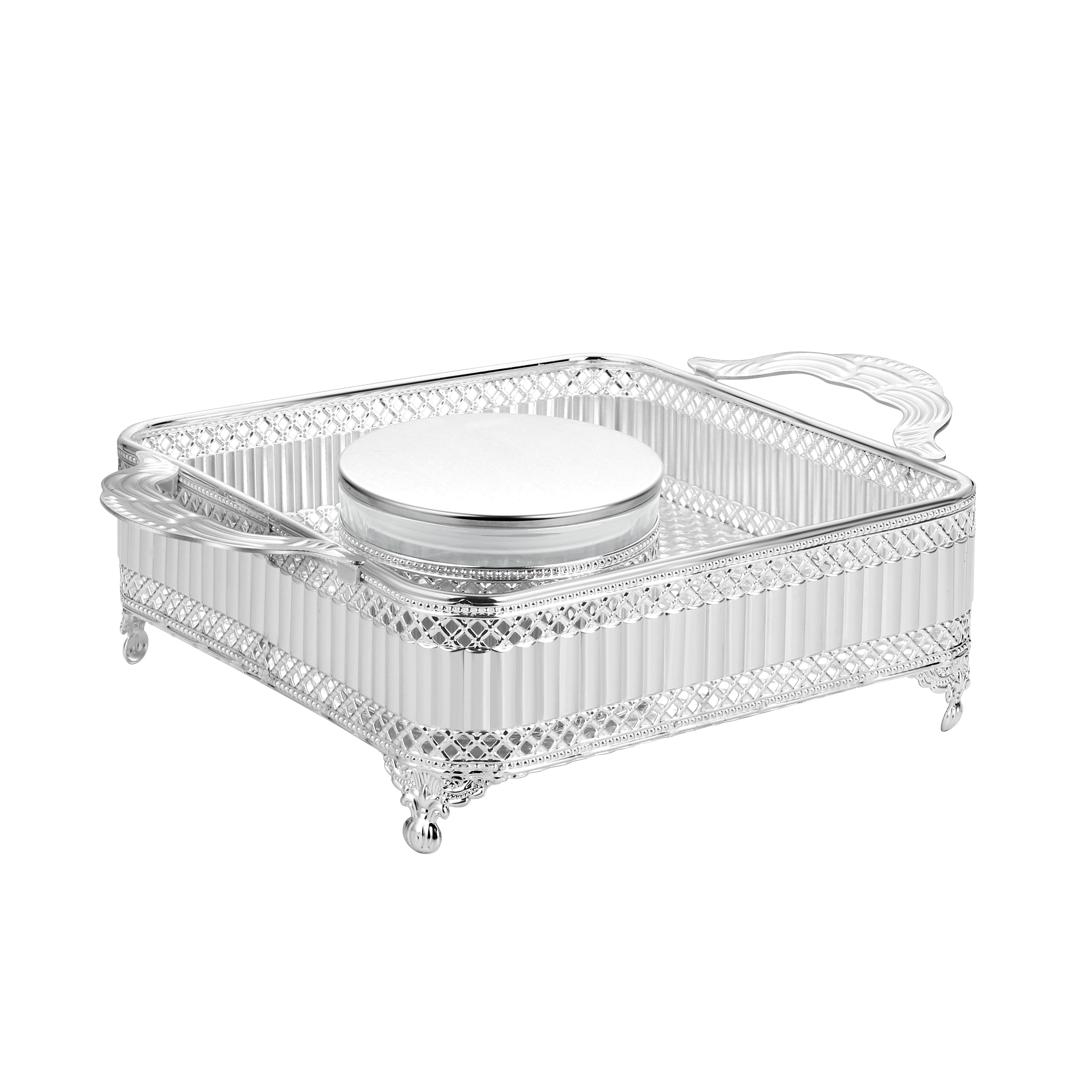 Set of 4 Grace Jar With Opulent Tray Silver