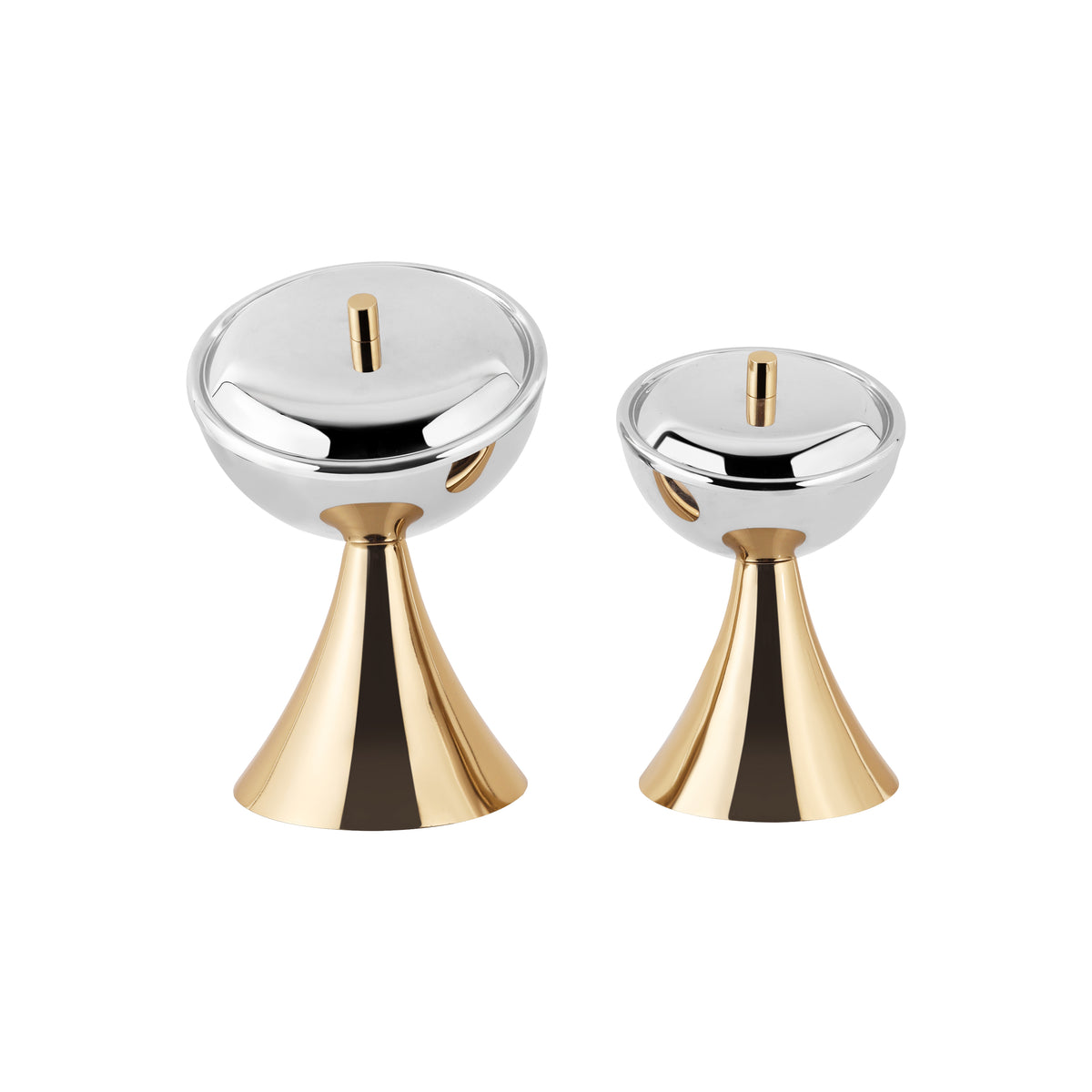 Opulent Covered Pedestal Serving Bowl Set Large & Medium