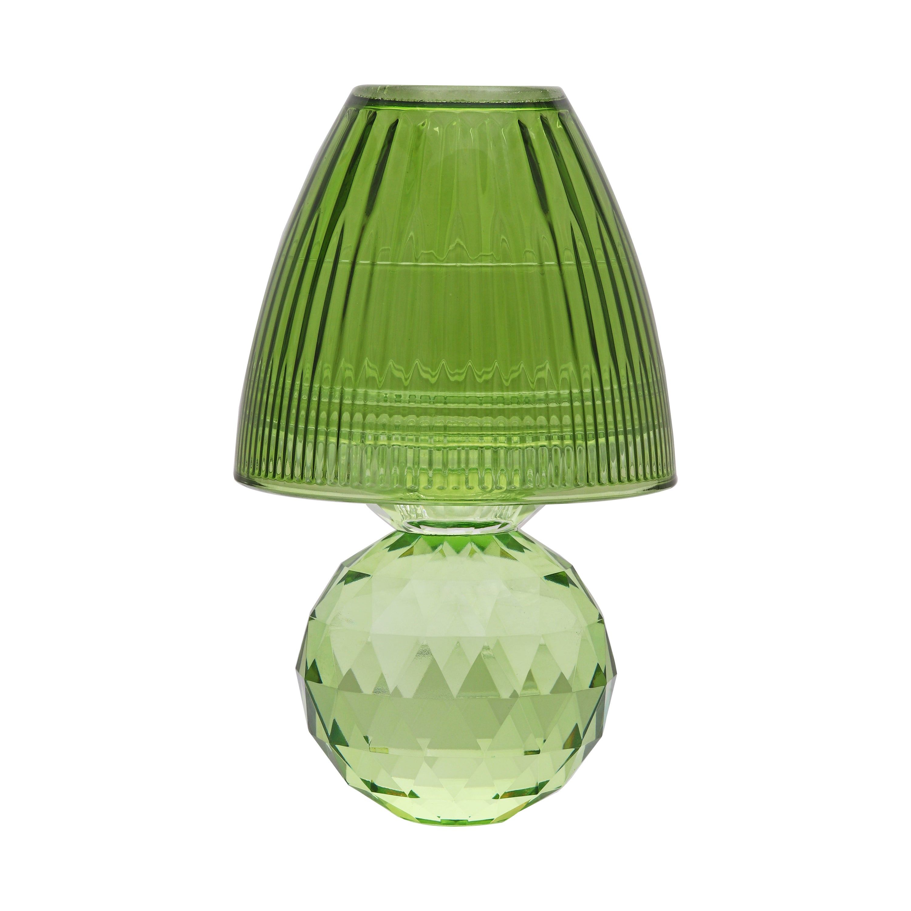 Set of 2 Crystal Candle Holder Green
