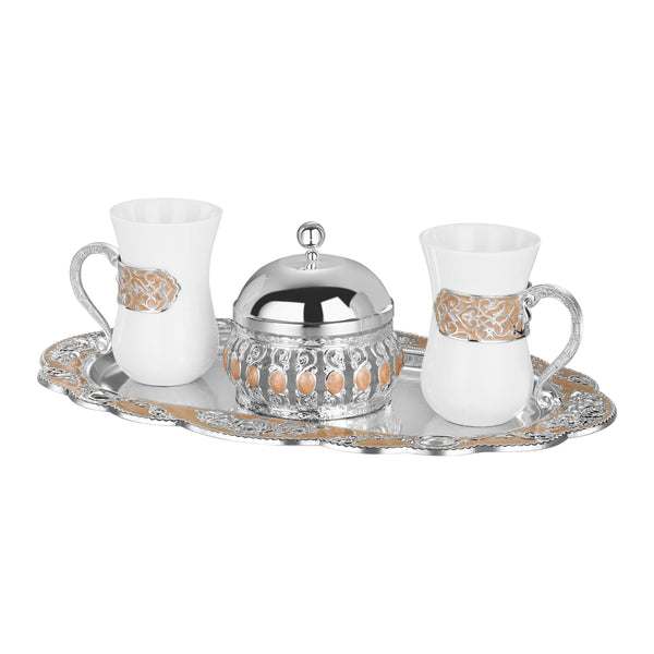 Set of 2 Mug With Canday Jar With Peacock Tray (MZ-23009,MZ-23062,MZ-23025)