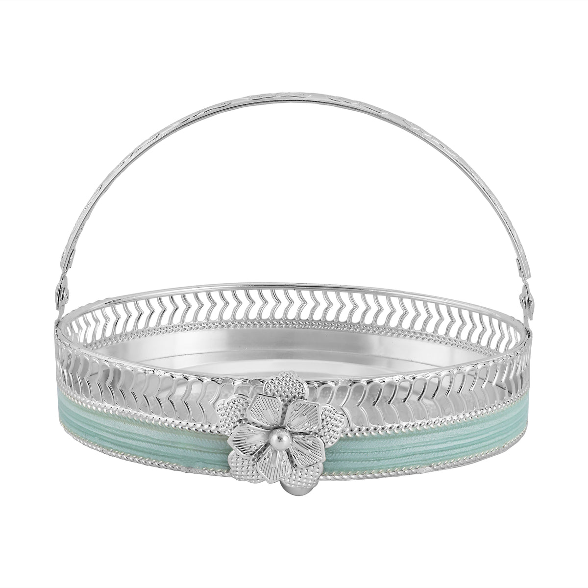 Majestic Bloom Oval Tray with Handle
