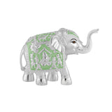 Pair of Silver Sea Green Meena Elephant Small