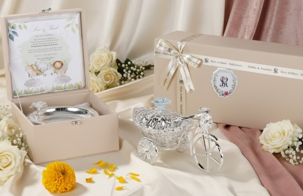 Elegant Cream Wedding Keepsake Set with Silver Accents