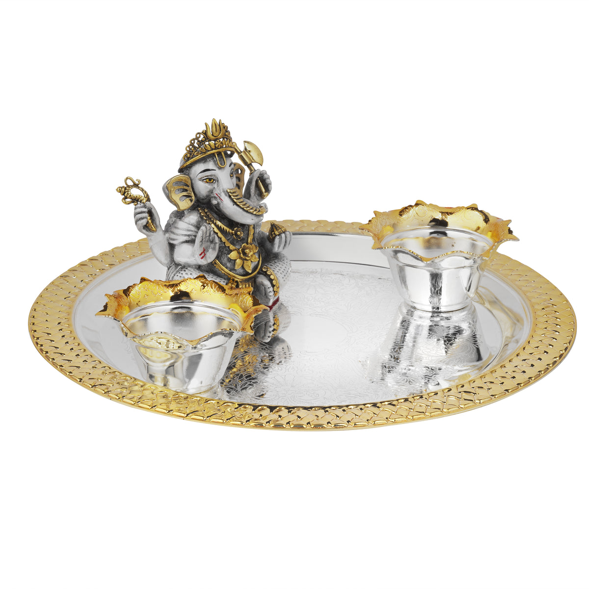 Mangalmurti Ganesha Puja Thali with 2 Curvy Katori