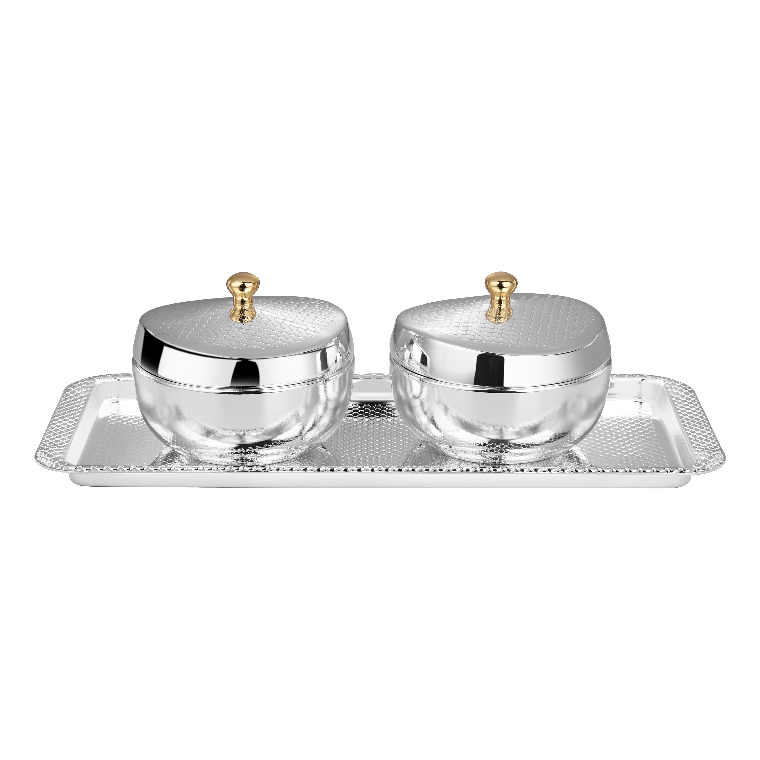 Set of 2 Honeycomb Bowl with Royal Weave Tray
