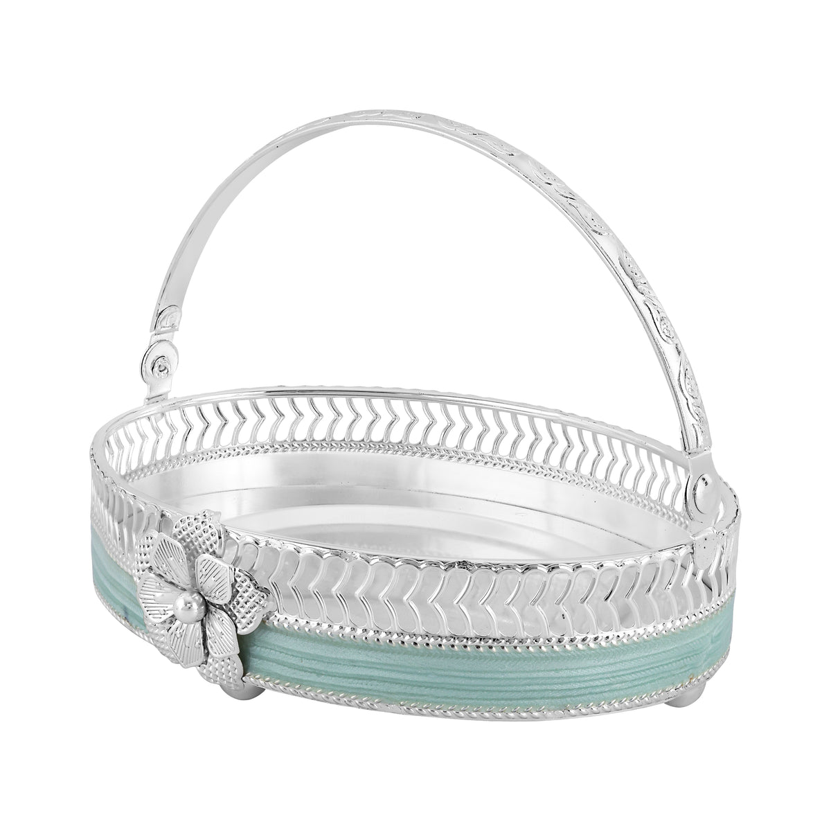 Majestic Bloom Oval Tray with Handle