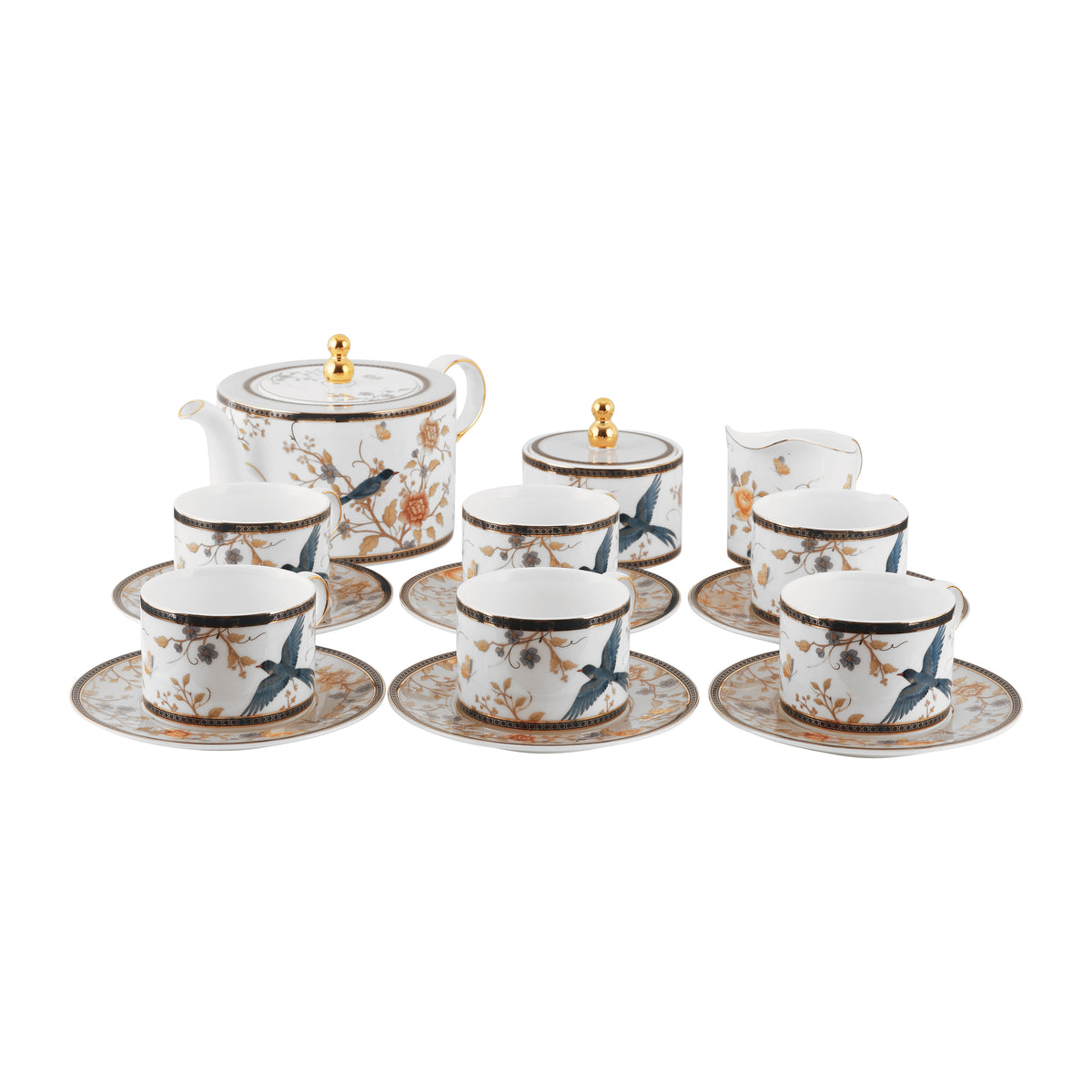 Blooming bluebird paradise 15pc tea set