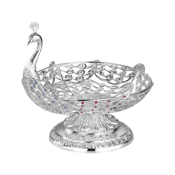 Peacock Bowl with Crystal Colored