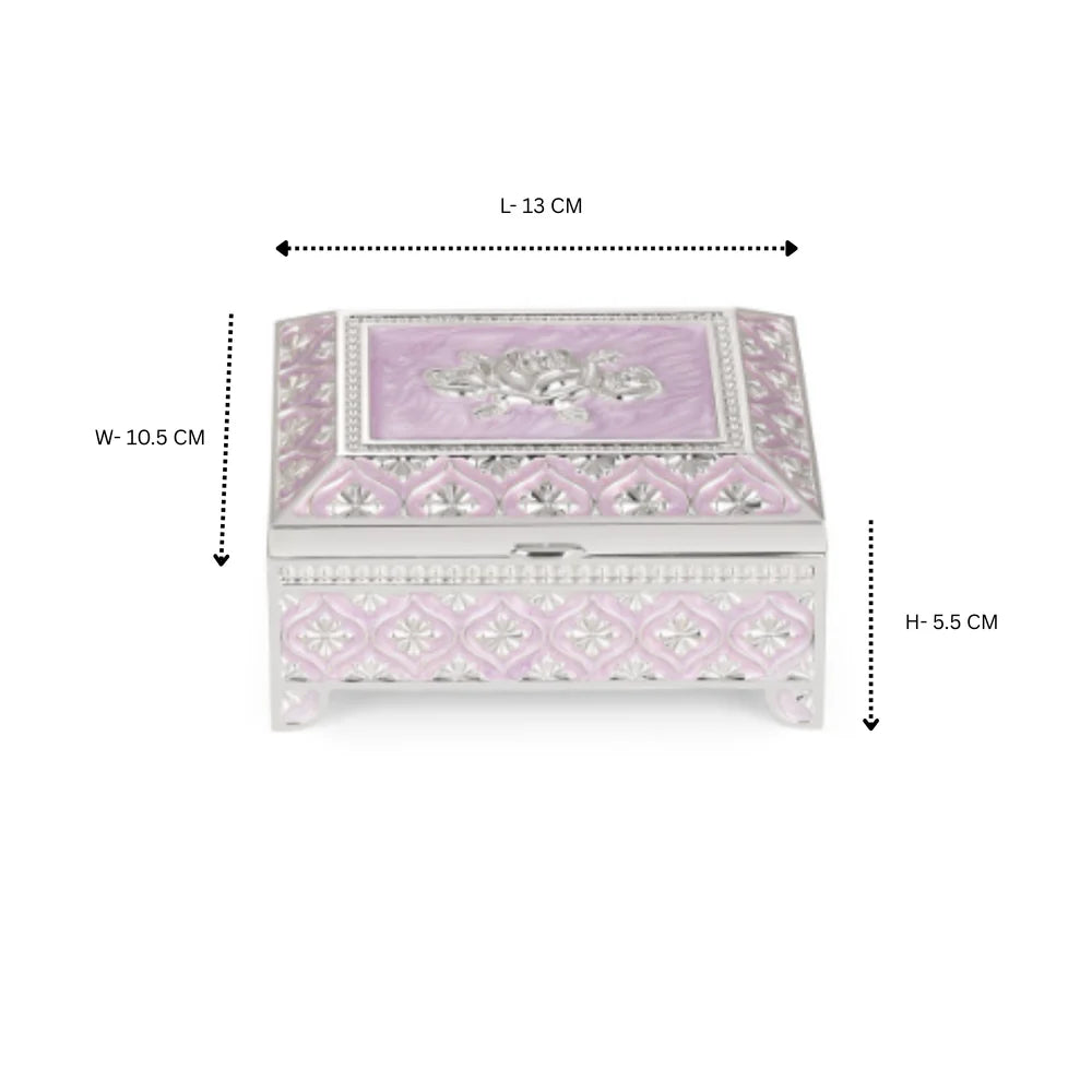 Enamel Jewellery Box | Lattice Pattern Luxury Trinket Storage Box