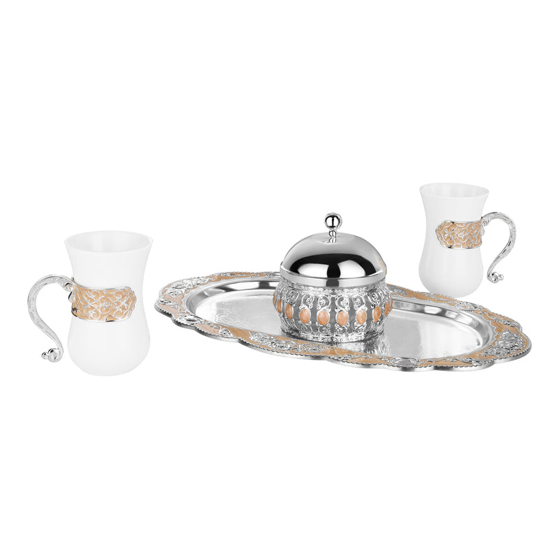 Set of 2 Mug With Canday Jar With Peacock Tray (MZ-23009,MZ-23062,MZ-23025)