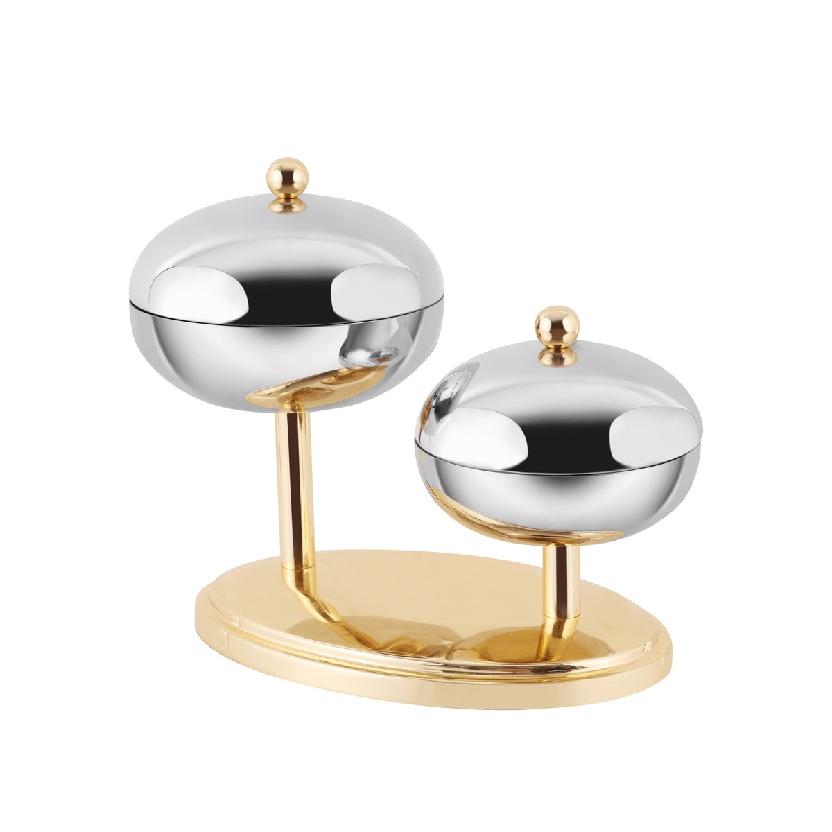 Opulent Twin Covered Serving Bowl Set with Tray