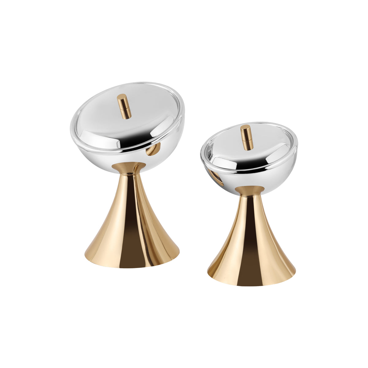 Opulent Covered Pedestal Serving Bowl Set Large & Medium