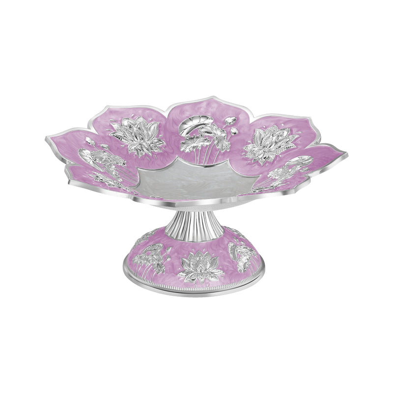 Set Of 2 Lotus Galvanic Plattter Lavender  (H-8cm D8.5cm)